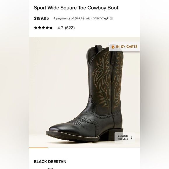 🔥🔥 ARIAT Sport Wide Square Toe Western Cowboy Boot Men Size 9D Black - EXCELLE - Picture 14 of 14